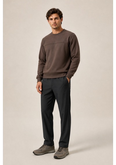 Redline Steni Yeni Sezon Erkek Regular Fit Kışlık Bisiklet Yaka Sweatshirt Kahve