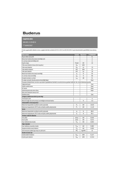 Buderus Logamax Plus Gb182i.2 35/40 Kw 30000 Kcal Yoğuşmalı Kombi