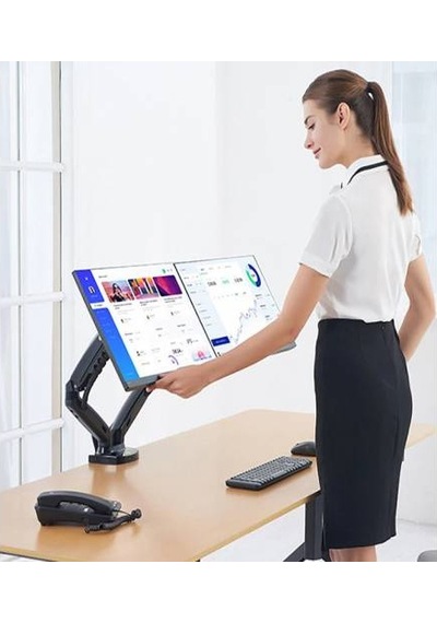 Polham Masa Montajlı Nb F160 Amortisörlü Çift Kollu Monitör Tutucu