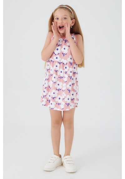 Rolypoly Florals Pembe Kız Çocuk Elbise Pembe