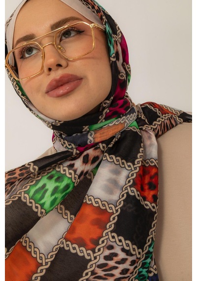 Mimiyum Soft Şal-zincir Leopar Çok Renkli