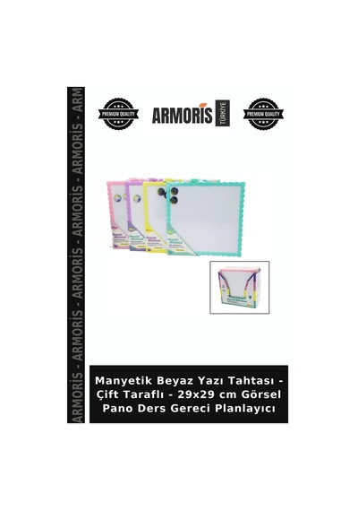 Manyetik Beyaz Yazı Tahtası - Çift Taraflı - 29x29 Cm Görsel Pano Ders Gereci Planlayıcı Çok Renkli