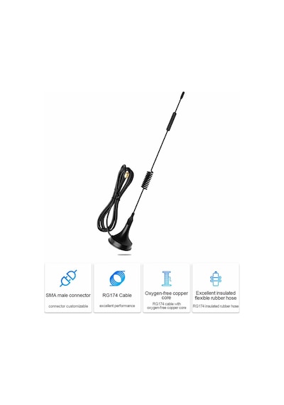 868mhz Dış Mekan Anten Sma Erkek 1 Metre Kablo 26cm 6dbi 50ohm Mıknatıslı Lora Gsm Wifi Sma Rf Sinya