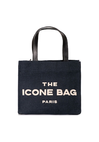 İcone Bag Lacivert The Icone Bag Paris İşlemeli Tote Kadın Kol Çantası Ve Omuz Çantası Orta Boy Lacivert