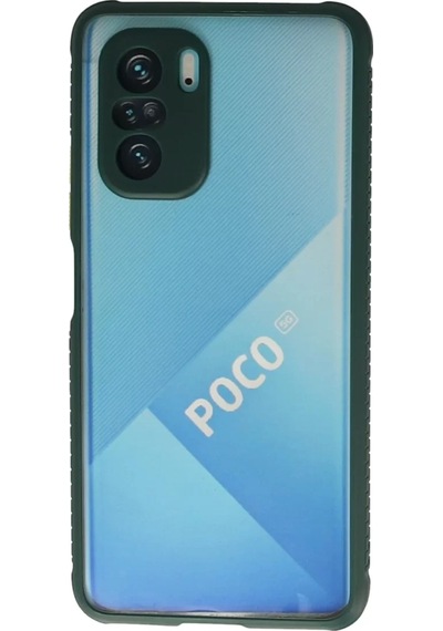 Newface Xiaomi Poco F3 Kılıf Miami Şeffaf Silikon - Koyu Yeşil