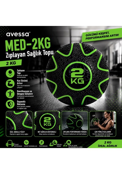 Avessa Med-2kg Zıplayan Sağlık Topu 2 Kg