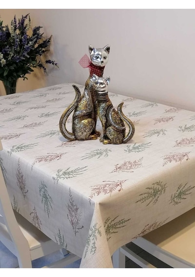Elyaflı Pvc Muşamba - Desenli Silinebilir Masa Örtüsü 02mrl146a Krem