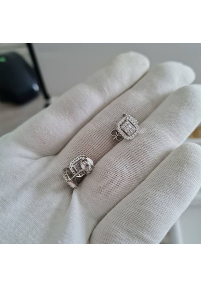 Beyaz Altın Baget Küpe N11.8464