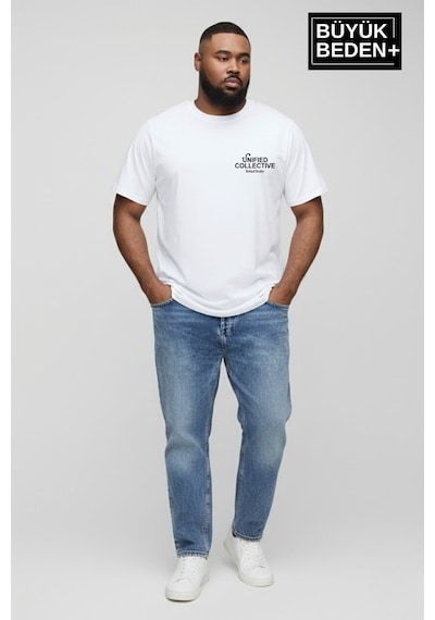 Superlife Erkek Büyük Beden Unified Collective Baskılı 3xl-6xl Bisiklet Yaka Tshırt Spr26bts510-10 Beyaz