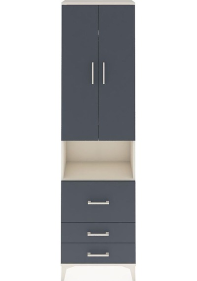 Arges Dolap 3 Raflı 3 Çekmeceli Tek Askılı 60x30x221 Aytaşı-antrasit Aytası