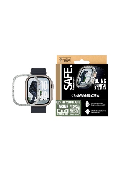 Safe. By Panzerglass Bling Bumper Silver Apple Watch Uyumlu Ultra 2