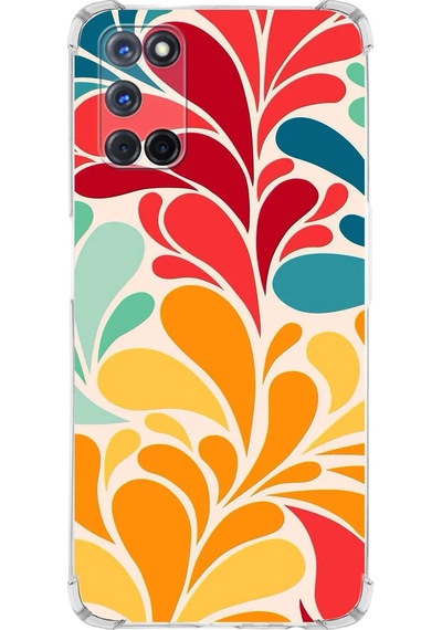 Oppo A52 Uyumlu Retro Color 5 Baskılı Şeffaf Köşe Korumalı Antişok Kılıf