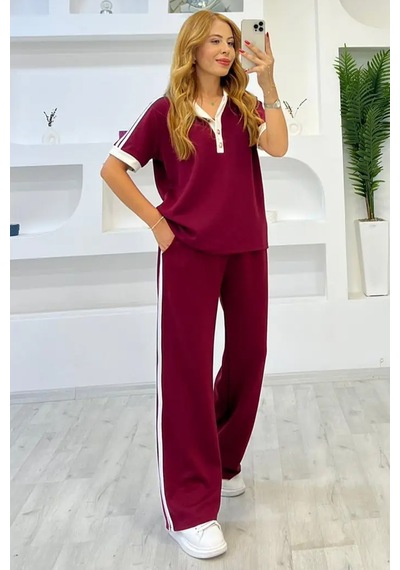 Fiolin Soft Touch Polo Yaka Eşofman Takımı Bordo Fiolin Soft Touch Polo Yaka Eşofman Takımı Bordo