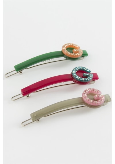 Toka G Harfli Klipsli Model 6 Cm Boyunda Metal Ve Plastik Gövdeli Kadın Saç Aksesuarı Tekli Paket Çok Renkli