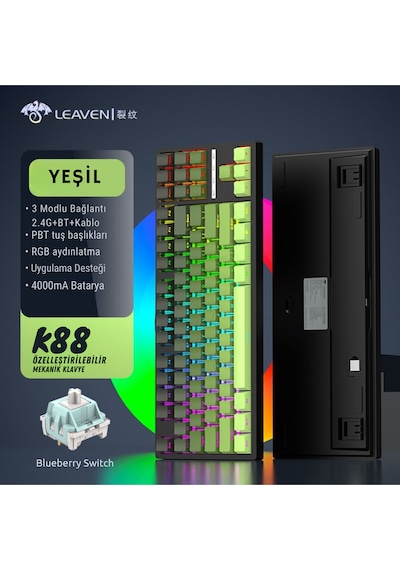 K88 Mekanik Oyun Klavyesi- 3 Modlu Hot Swap Rgb 4000 Mah Batarya