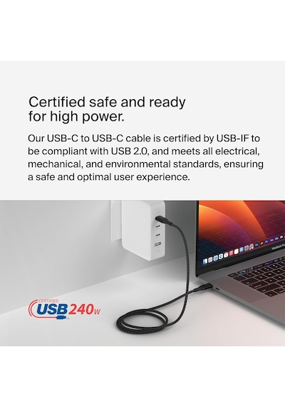 Boostcharge Usb-c - Usb-c Şarj Kablosu, Hızlı Şarj Kablosu, 240 W Power Delivery, Usb-ıf Sertif Standart