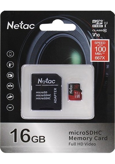 Netac 16Gb Microsdhc Hafıza Kartı V10 U1 C10 Nt02P500Pro-016G-R