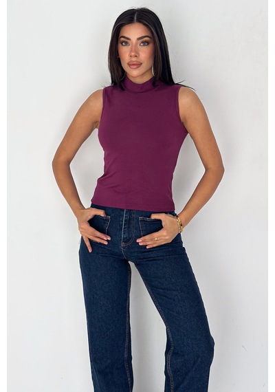 Noa & Noa Kadın Kolsuz Boğazlı Basic Body Sleek Core Mor