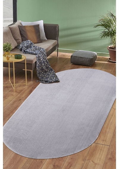 Dijidekor Peluş Halı Açık Gri Cool Yıkanabilir Oval Kesme Pos...