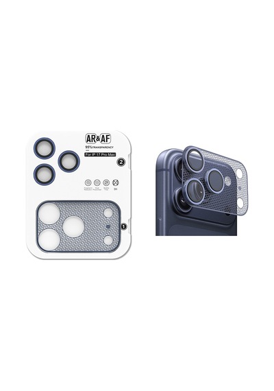 İphone 17 Pro Max Uyumlu Parmak İzi Bırakmayan 2in1 Kamera Lens Koruyucu Cl-22 - Mavi - T41745