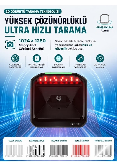 Netum Syble Xb-8807 2d 1d Qr Masaüstü Barkod Okuyucu Usb Kablolu Giriş