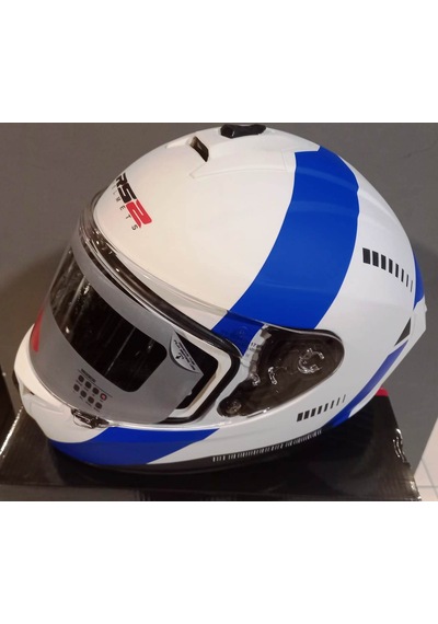 Rs2 320 DP815 Kapalı Kask Beyaz - Mavi Çizgili