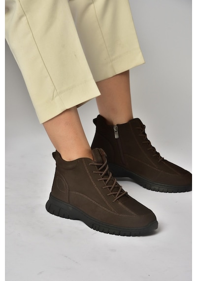 Fox Shoes Z555663401 Kahverengi Hakiki Deri Nubuk Kadın Bot