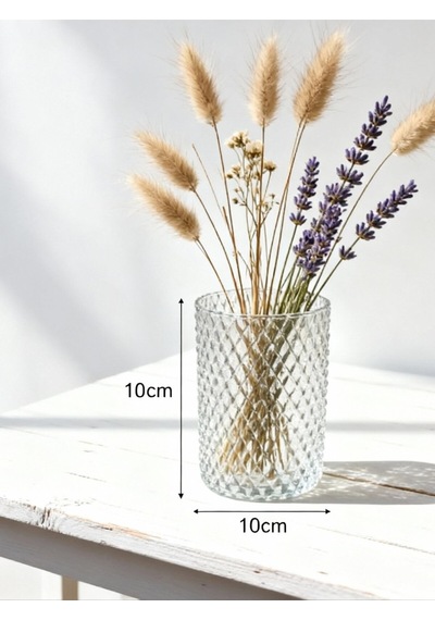 Paşacam Kristal Desenli Mini Vazo 10cm Genişlik X 10cm Uzunluk Mumluk Beyaz