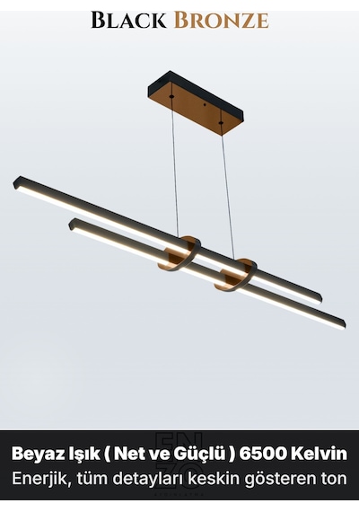 Cosmo 2 Bronz Lineer Led Sarkıt Avize Kumandalı Dim Edilebilir Aşağı Işık Beyaz Işık