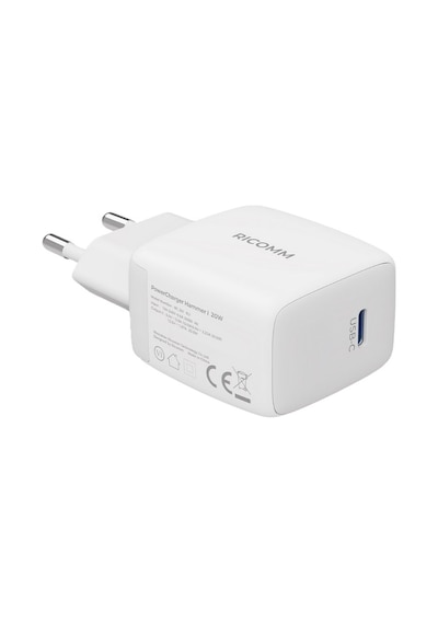 Ricomm 20W GaN USB-C QC4.0 PD Hızlı Şarj Cihazı + 2 M Type-C 60W Şarj Kablosu