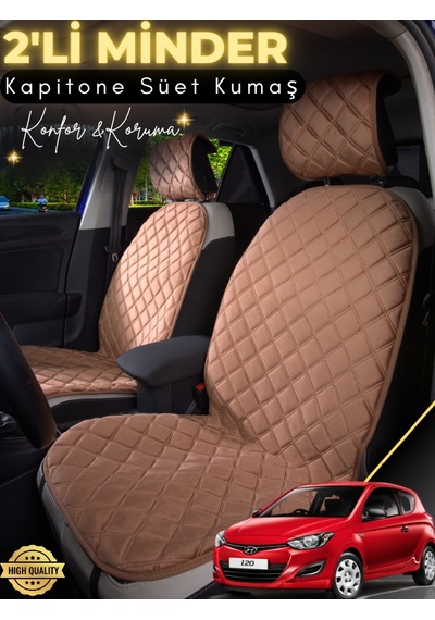 Hyundai İ20 Uyumlu 2'li Süet Oto Koltuk Minderi Terletmez Kolay Montaj Oto Aksesuar A1 Kahverengi