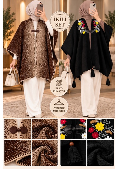 Genel Markalar Novea Scarf 2li Triko Panço Çok Renkli - 942743901 Çok Renkli