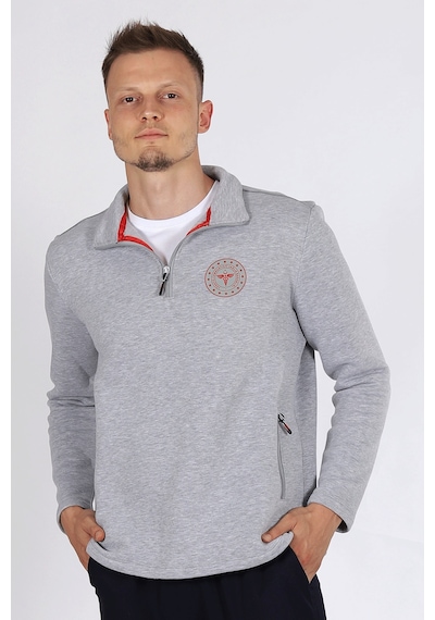 Gri 112 Acil Sağlık Kışlık Yarım Fermuar Balıkçı Yaka Sweatshirt Unisex