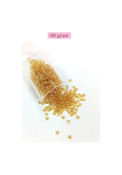 Dökme Cam Kum Boncuk 8/0 3 Mm - 60 Gram - Şeffaf Koyu Sarı - Bnc217
