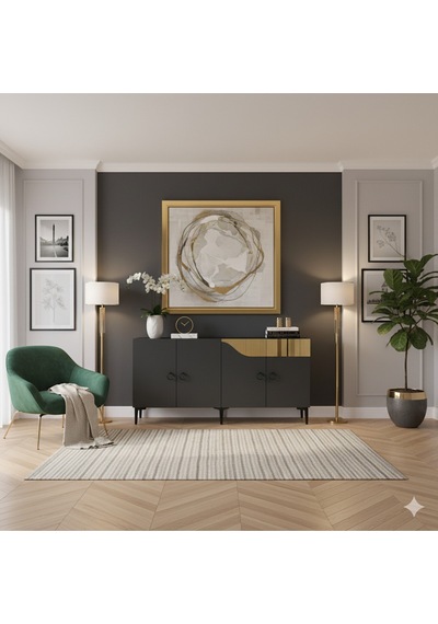 Ka1514ag Gama Konsol Ve Tv Sehpası Antrasit-gold 150cm
