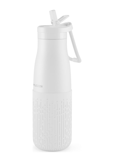 Puccon Pipetli 500 Ml Beyaz Paslanmaz Çelik Matara/suluk - Silikon Gövde Yağmur - 50013