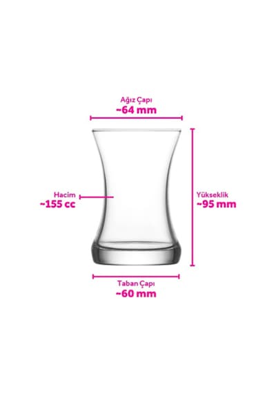 Lav Zen Cam Çay Bardağı 6 Kişilik 155 ml
