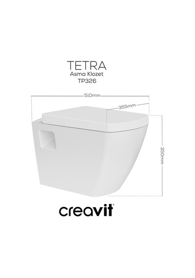 Creavit Tetra Duroplast Yavaş Kapanan Klozet Kapaklı Beyaz Set