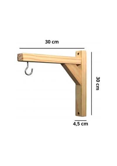 Doğal Ahşap Duvara Montaj Askı Aparatı Balkon & Bahçe İçin Dekoratif Saksı Askısı 30 Cm Bej