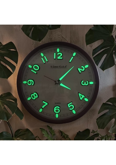 Fosforlu 3d Yatay Rakamlı Sessiz Akar Saniye Duvar Saati Çap 28 Cm Eskitme