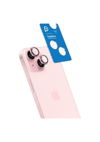 Piili Apple iPhone Uyumlu 15 / 15 Plus Pembe Safir Lens Koruyucu