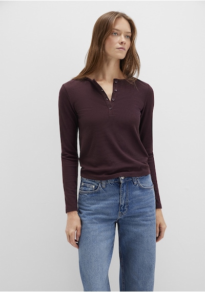 Mavi - Uzun Kollu Bordo Basic Tişört 1613621-70223 Bordo