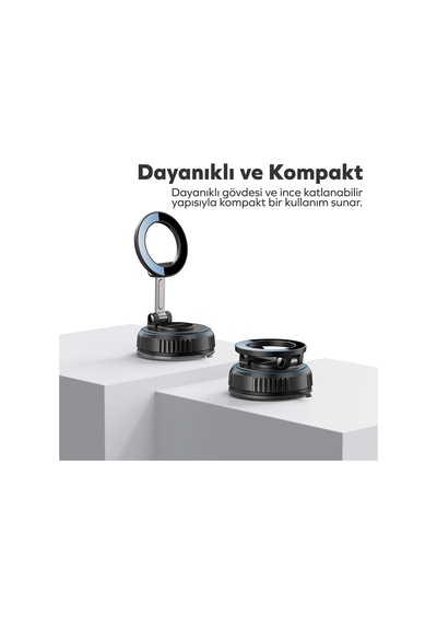 Tr Magsafe Uyumlu 360 Mıknatıslı Ayarlanabilir Araç İçi Telefon Tutucu Kilitli Vakumlu Masa Dolap Cam Diğer