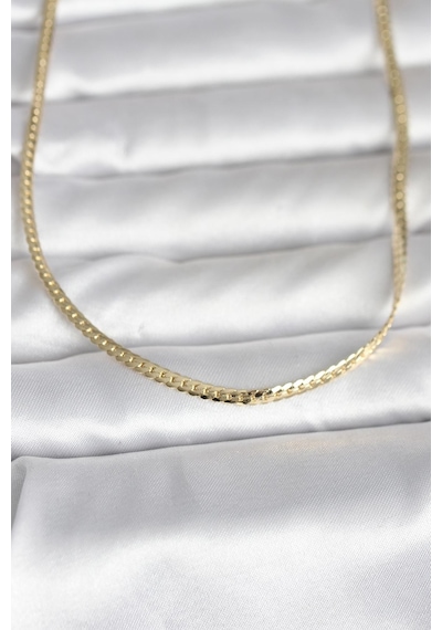 Cm 14k Gold Renk Yassı Zincir Model 45 Cm Kadın Kolye Karışık Renk