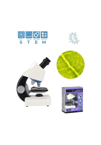 Temel Beyaz Stem Mikroskop Seti 100x 400x 1200x Plastik Gövdeli Bilim Kiti