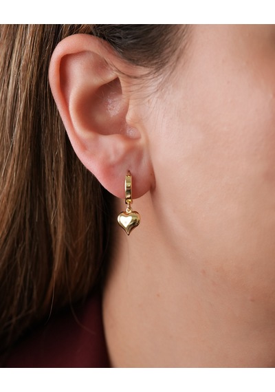 Debora Jewelry 14 Ayar Altın Kalp Sallantı Küpe