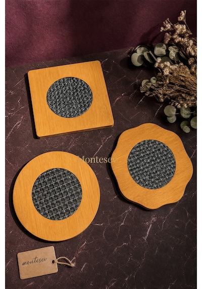 Ahşap Tencere Tava Çaydanlık Atlığı Nihale Seti 3 Lü Set