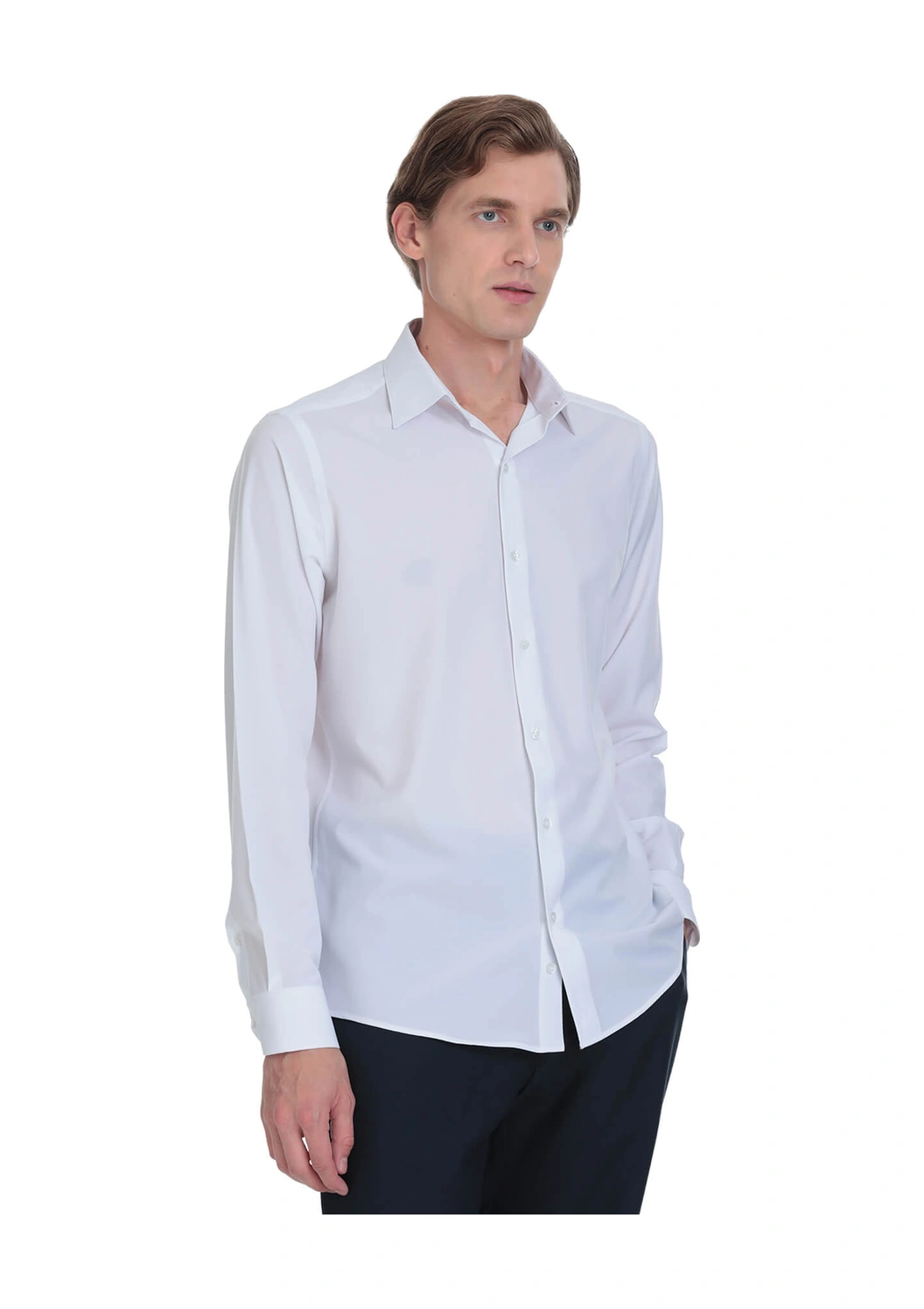 Hatemoğlu Beyaz Comfort Fit Slim Yaka Uzun Kollu Casual Gömlek 4111993
