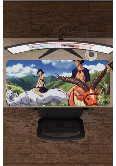 Mononoke Hime Anime V2 - 90x40 Xxl Gaming Kauçuk Kaymaz Taban Mouse Pad Fare Altlığı