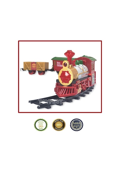 Renkli Christmas Yılbaşı Ağaç Dekoru İçin Işıklı Ve Sesli Classic Lüks Tren Seti